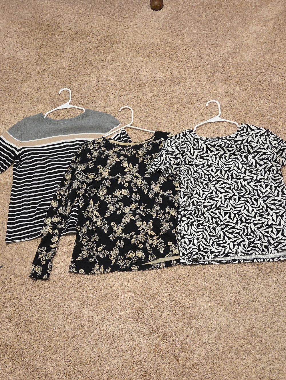 Croft & Barrow Women's Classic Tee Pack - Gray, Black Floral, Navy Floral, Cream